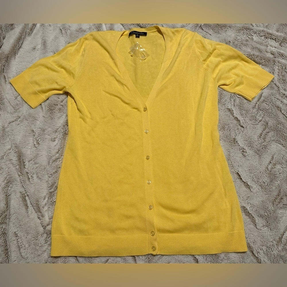 Chadwicks Light Yellow Knit Cardigan Size LT